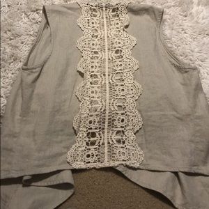 Vest with lace paneling